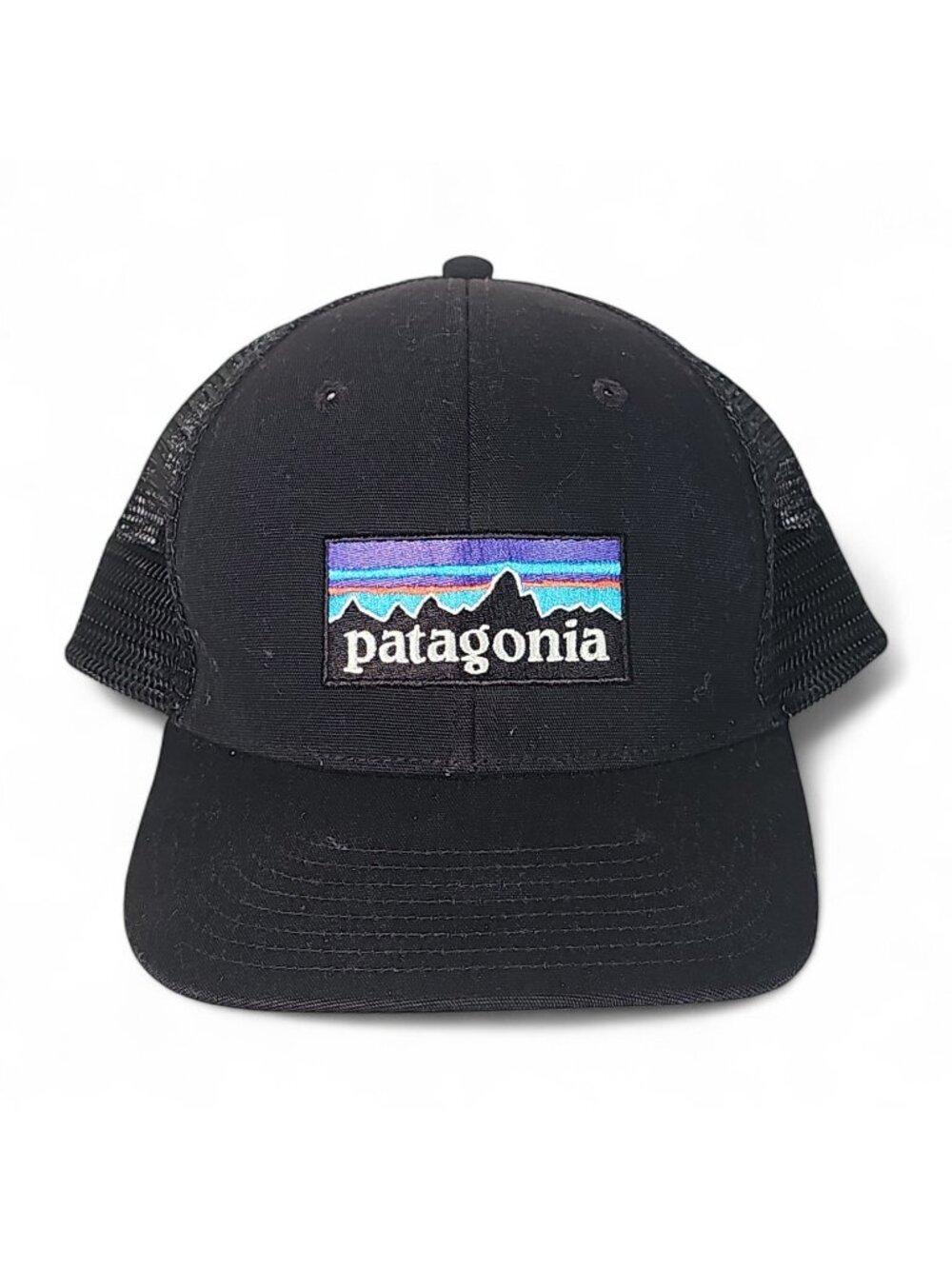 Patagonia P-6 Logo LoPro Trucker Hat Black Mesh Snapback Cap Adjustable Unisex